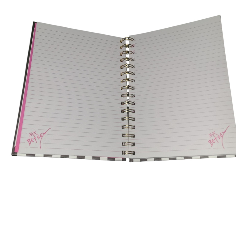 Betsey Johnson Striped Notebook with Pink and Red Graphics - Picture 4 of 4